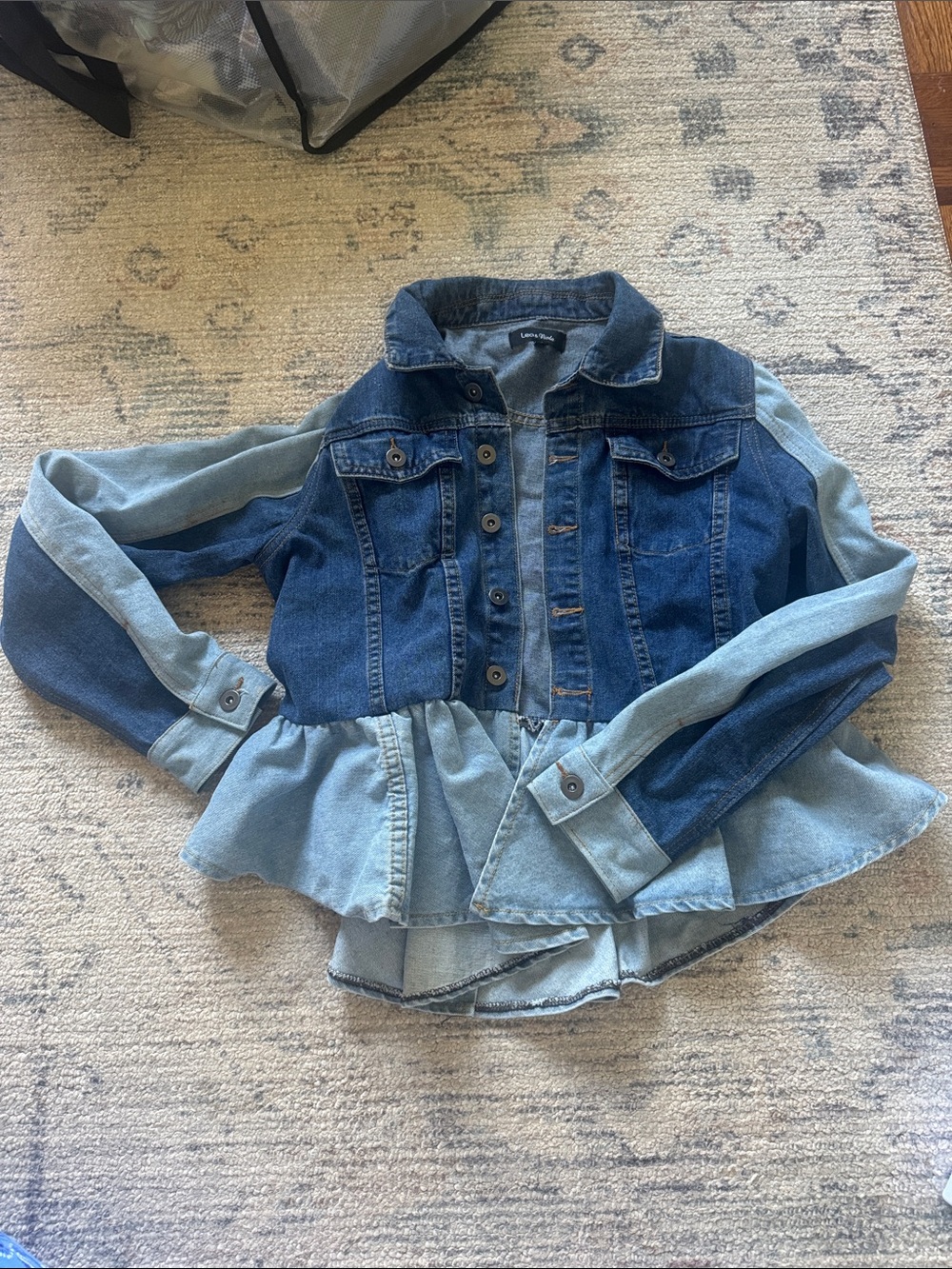 Lea & Viola Two-Tone Blue Denim Peplum Jacket